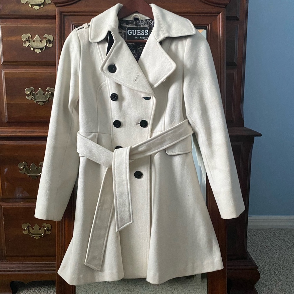 Guess Cream Wool Winter Peacoat